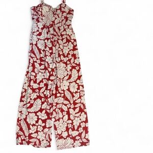 AUW Red and White Floral Jumpsuit